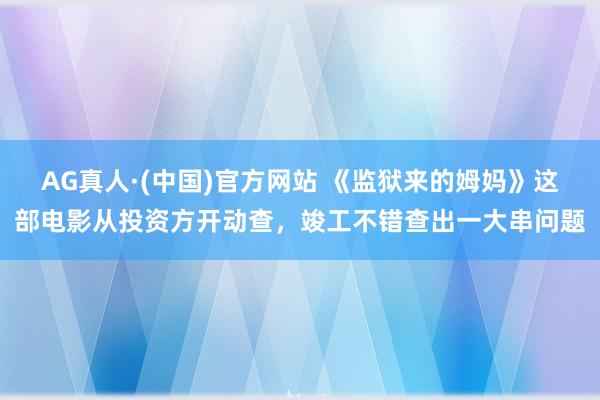 AG真人·(中国)官方网站 《监狱来的姆妈》这部电影从投资方开动查，竣工不错查出一大串问题