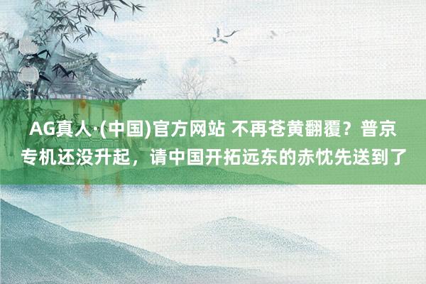 AG真人·(中国)官方网站 不再苍黄翻覆？普京专机还没升起，请中国开拓远东的赤忱先送到了