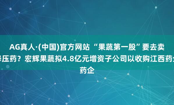 AG真人·(中国)官方网站 “果蔬第一股”要去卖降压药？宏辉果蔬拟4.8亿元增资子公司以收购江西药企