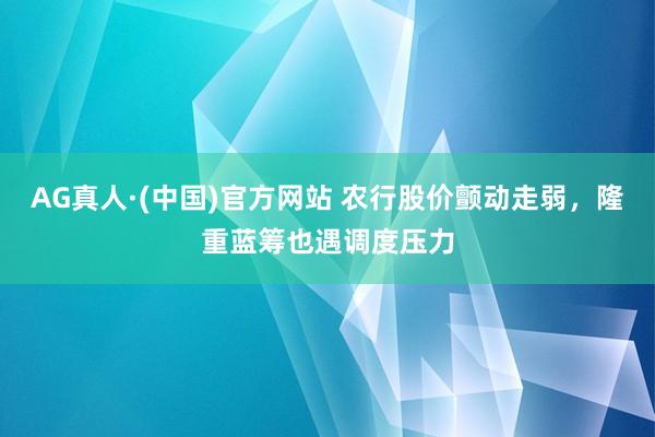 AG真人·(中国)官方网站 农行股价颤动走弱，隆重蓝筹也遇调度压力