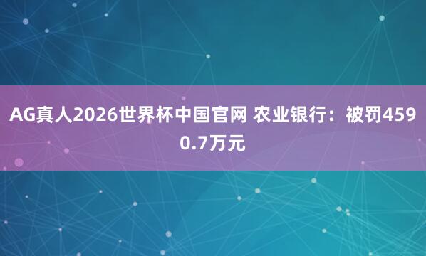 AG真人2026世界杯中国官网 农业银行：被罚4590.7万元