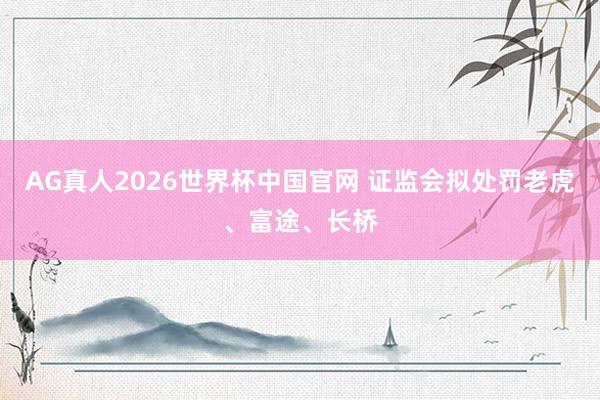AG真人2026世界杯中国官网 证监会拟处罚老虎、富途、长桥