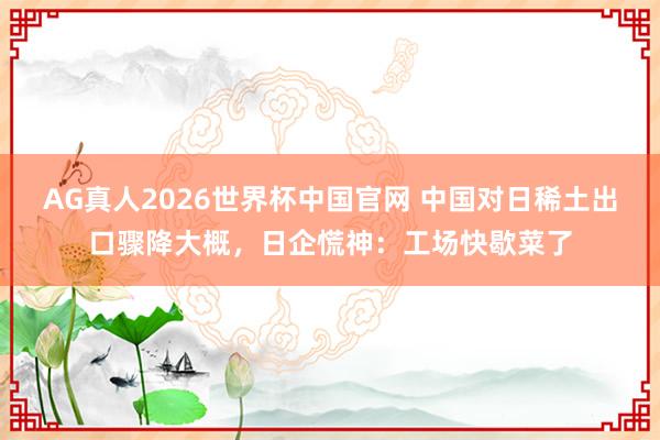 AG真人2026世界杯中国官网 中国对日稀土出口骤降大概，日企慌神：工场快歇菜了