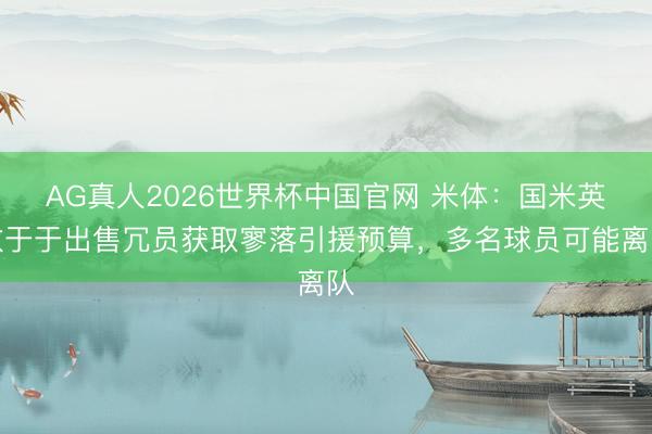 AG真人2026世界杯中国官网 米体：国米英敢于于出售冗员获取寥落引援预算，多名球员可能离队