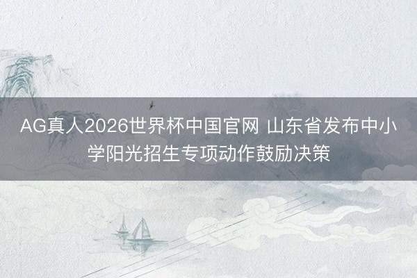 AG真人2026世界杯中国官网 山东省发布中小学阳光招生专项动作鼓励决策