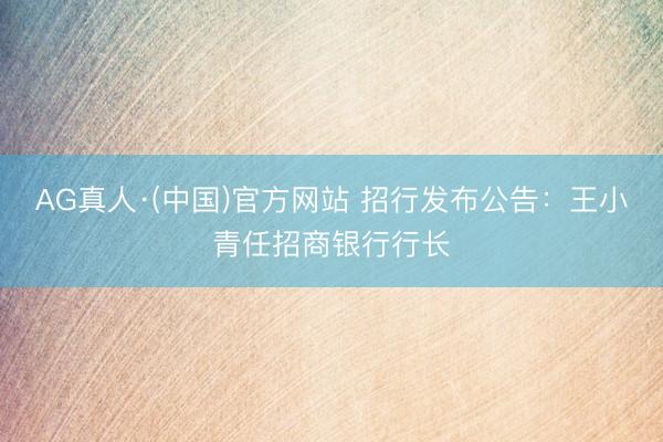 AG真人·(中国)官方网站 招行发布公告:王小青任招商银行行长