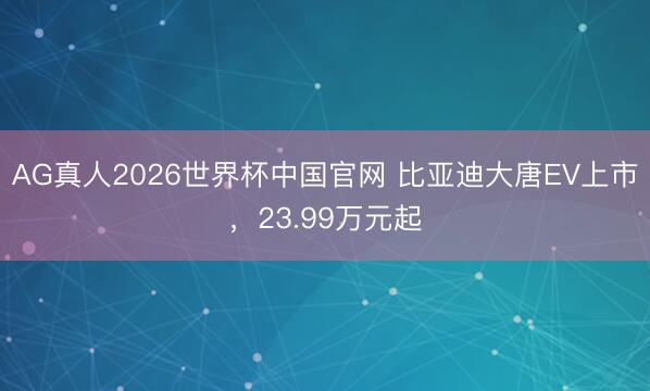 AG真人2026世界杯中国官网 比亚迪大唐EV上市,23.99万元起