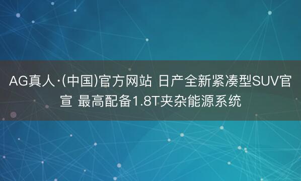 AG真人·(中国)官方网站 日产全新紧凑型SUV官宣 最高配备1.8T夹杂能源系统